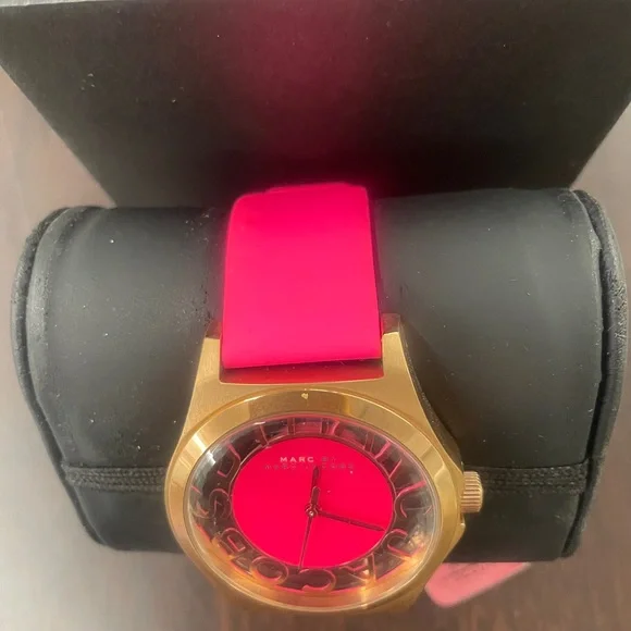 NWT MARC By Marc Jacobs Hot Pink Watch With Rose Gold Face